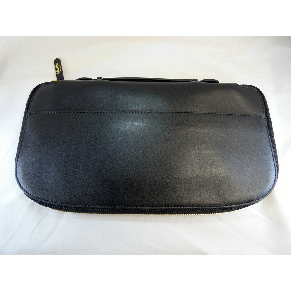 Martha Stewart Leather Zip Top Handle Wallet Passport 12”X 6” Travel Black NWOT